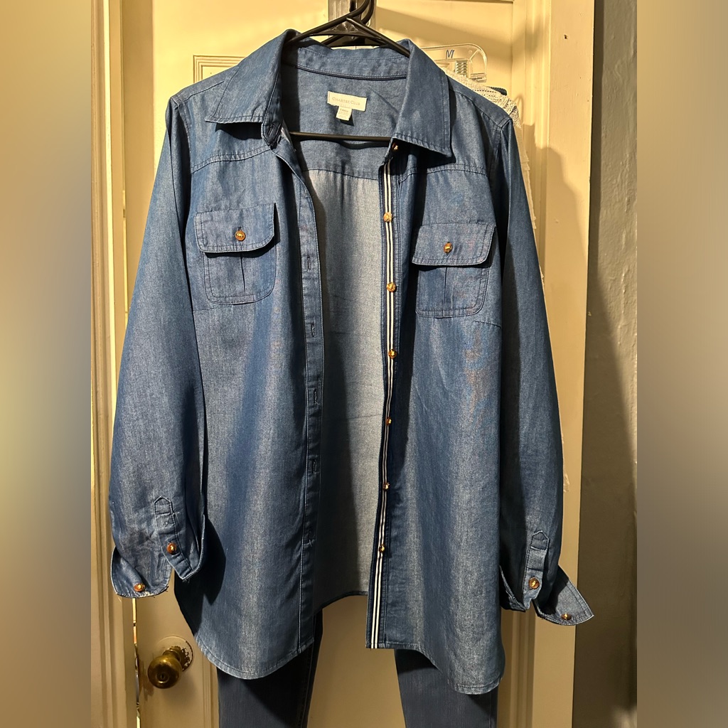 Charter Club Womens Size L Blue Blouse 3aVcrlc